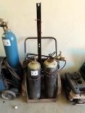 Acetylene Torch Set with Heavy Duty Cart, (2) Acetylene Tanks, Older Style Victor Gauges & Victor To