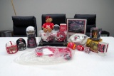 Nebraska Memorabilia: (2) Soft Foam Footballs, Clear Glass Ball with an N i