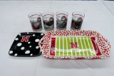 Nebraska Cornhusker Dishware: Snack Plate, Snack Platter Dish, (4) Era of E