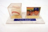 Pee Wee Reese Autographed Baseball & 1956 Topps Baseball Card #260, Hall of