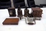 Miscellaneous Antique Items including a Miner's Lamp, (2) Handheld Torches