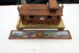 Homemade Union Pacific Clock & Wooden Homemade Union Pacific Caboose & Rail