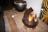 Antique Saw; Rooster Bowl; Large Bowl; Planter.