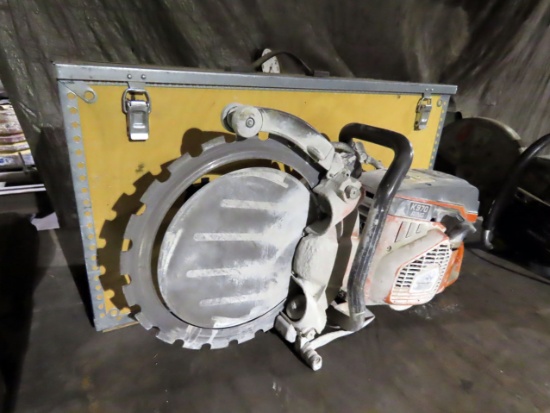 Husqvarna Model K970 Ring Gas Powered Ring Style Concrete Saw with Wood Cas