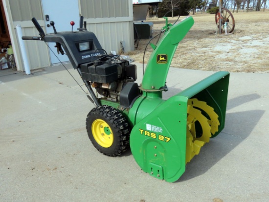 John Deere Model TRS27 Self-Propelled Walk-Behind Snowblower, SN #M0TR27X13260,  John Deere