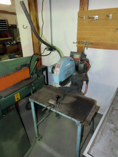 Brilliant Heavy Duty Electric Chop Saw on Stand, 3 HP/1Phase Electric Motor, Wheels.