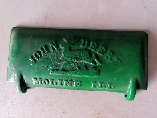 Cast Iron John Deere Tool Box Lid with 4-Legged Deer.