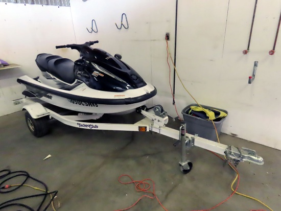 1996 Yamaha Wave Runner XL1200 3-Person Jet Ski, Yacht Club 1-Axle Trailer, Metallic Deep Forrest Gr