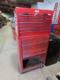 Snap-On 5-Drawer Rolling Tool Chest with Mac 10-Drawer Locking Tool Box with Top Lid.