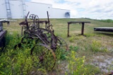 Antique Motor Grader, Metal Bucket, Metal Rack.