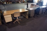 (3) Metal & Wood Desks with Chairs, 6' Folding Table.