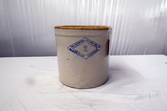 Pittsburgh Pottery Company 2 Gallon Crock, Chipping on Bottom, Damage Pictu