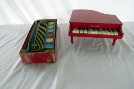 (1) Schoenhut Toy Piano & (1) Gee-Wiz Racing Game