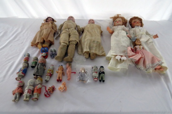 Large Lot of Miscellaneous Dolls, 20+ Items- (3) Plastic Sleepy Eyed Bride