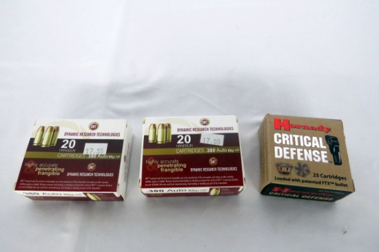 (2) Boxes of Dynamic Research & (1) Box of Hornandy .380 Auto Handgun Ammo.