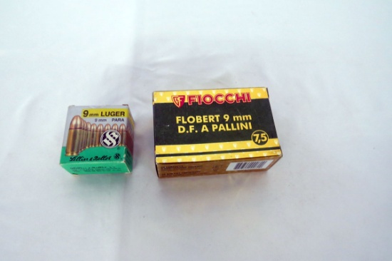 (1) Box of Fiocchi & (1) Box of Lellier & Bellot 9mm Handgun Ammo.