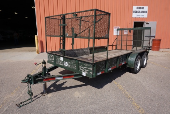 1999 H & H Tandem Axle 16' Mowing Utility Trailer, VIN# 4J6UT1628YB000965, Front Storage Rack, Side