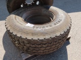 New Firestone 445/65R22.5 Radial Tire with Wheel.