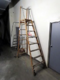 5' Metal Rolling Warehouse Ladder & Wooden 8' Warehouse Ladder.