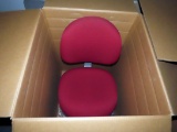 (4) Phoenix Rolling Padded Office Chairs & Padded Stool & Rubbermaid Brute
