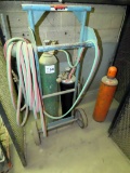 Acetylene Torch Set on Cart with Tanks, Hose, Torch, Extra Acetylene Tank.