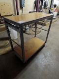 4-Wheel Utility Cart on Casters with Upper & Lower Shelf.