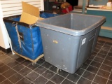 (2) Rolling Trash Carts - (1) Rubbermaid.