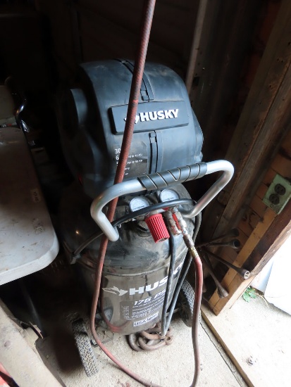 Husky Vertical Portable Air Compressor on Cart-1HP Electric Motor, 30-Gallon Tank.