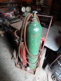 Complete Acetylene Torch Set on Cart with Tanks, Smith Gauges & Torch.