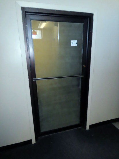 36" Wide Glass Door with Metal Frame.