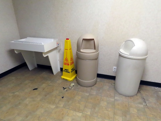 Contents of Women's Restroom on Floor #1- (2) HD Rubbermaid Trash Cans with