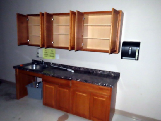 Solid Oak Kitchen Cabinet with Stainless Steel Sink & Faucet, Wall Mount Pa