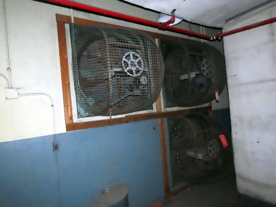 (3) 48" Window Exhaust Fans with 2HP Electric Motors.
