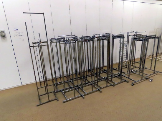(20) Stainless Steel Adjustable Clothing Racks & (4) Painted Adjustable Clo
