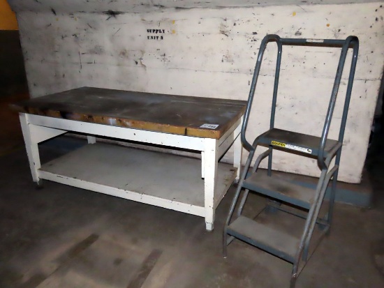 6' Heavy Duty Work Table & Rolling Warehouse Ladder.