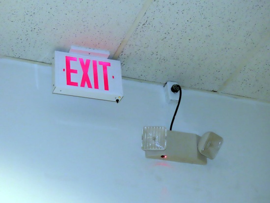 Exit Sign & Flood Light.