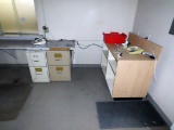 Contents of Office Area: (2) Metal 2-Door File Cabinets, Wood Double Pedest