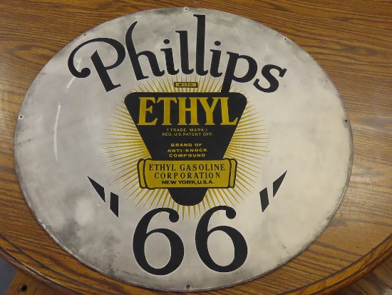 "Phillips Ethyl 66" Metal Single Sided Sign, 25" Diameter.