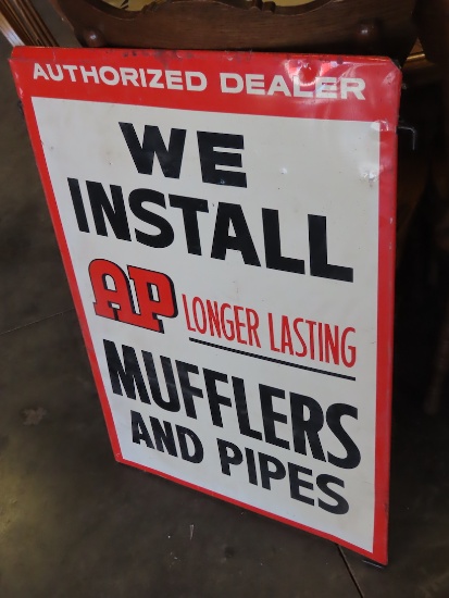 ÒWe Install AP Longer Lasting Mufflers & PipesÓ Metal Single Sided Sign, 25