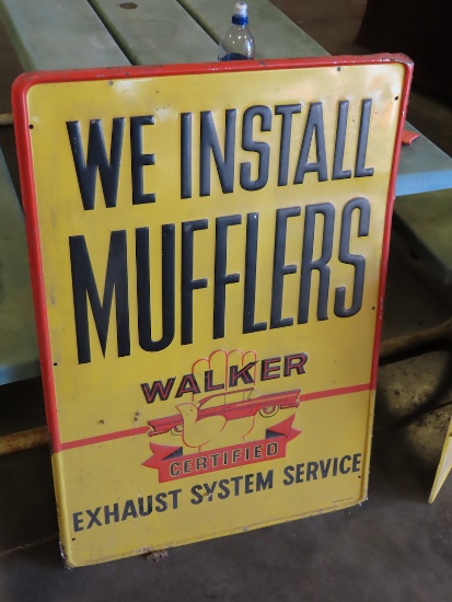 "We Install Mufflers Walker Certified Exhaust System Service" Single Sided Metal Sign, 39" x 27"