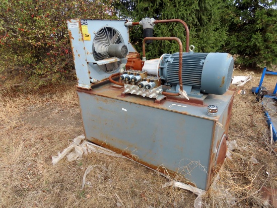 American Industrial Model AC-35-3-S-R6S-2P-0410 Stationary Hydraulic Power Unit, 50HP Electric Motor