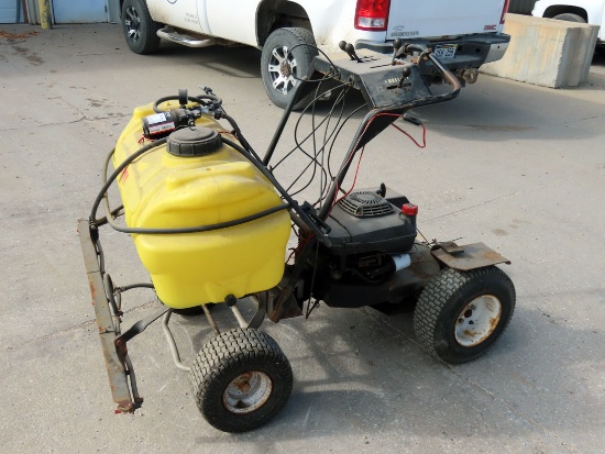 Shop-Made Ride-On Articulated Brine Sprayer, 25-Gallon Poly Spray Tank, Kawasaki Motor, Self-Propell
