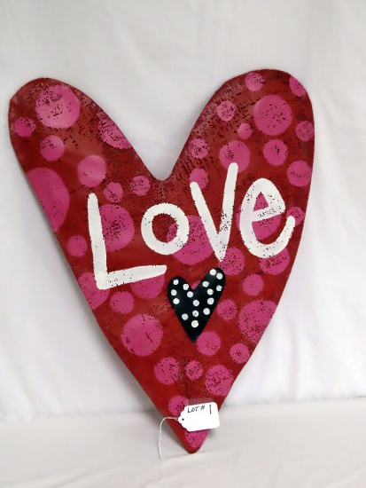 Painted Screen "Love" Heart Hanging.