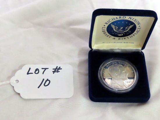 1991 1 oz Pure Silver Commemorative Richard Nixon Coin, Sculpted by Don Win