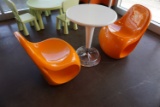 Plastic Round Table with (2) Plastic Chairs