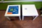 (2) White Plastic Square Kids Tables.