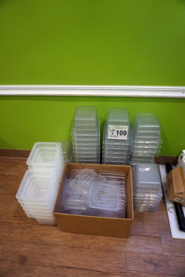 Clear Plastic Containers & Lids (Approx. 65).