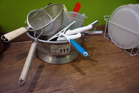 Large Stainless Steel Strainer, Knives, Colanders, Whisks, Tongs, Etc.