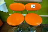 (2) Orange Bar Stools with Padded Seats & Backs.