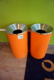 (2) Orange Metal Trash Cans.